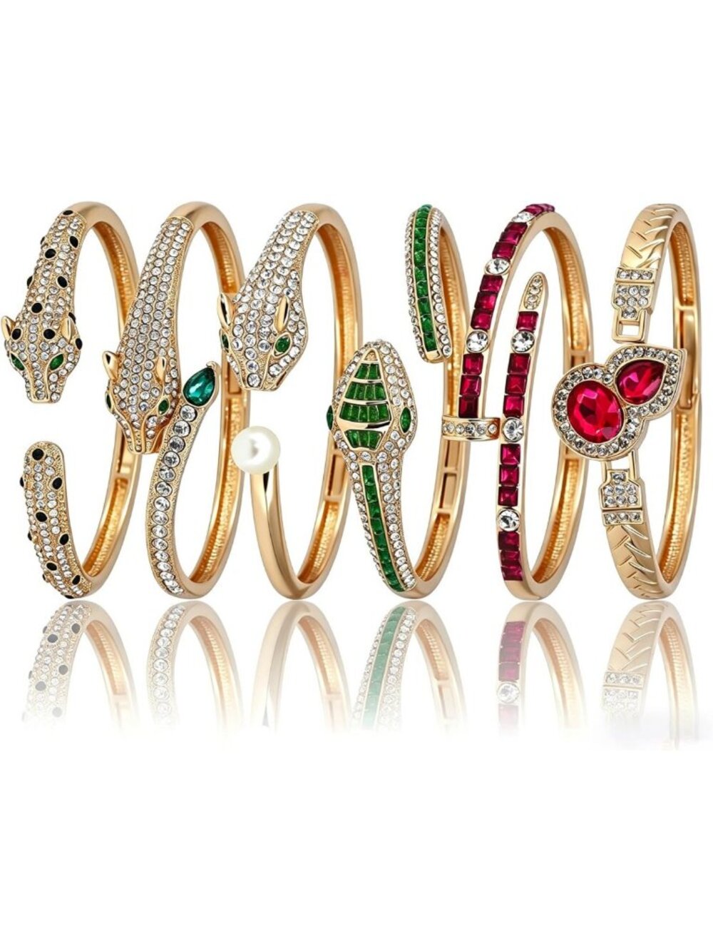 6PCS Gold Classic Bangle Bracelet Set for Women - Elegant Stackable Jewelry
